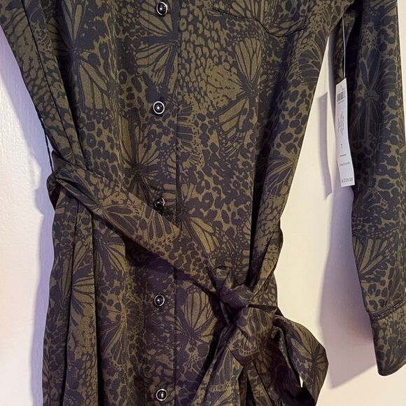 Chico's Olive Midi Shirt Dress NWT Size 1 US Size 8/10 - Picture 3 of 13